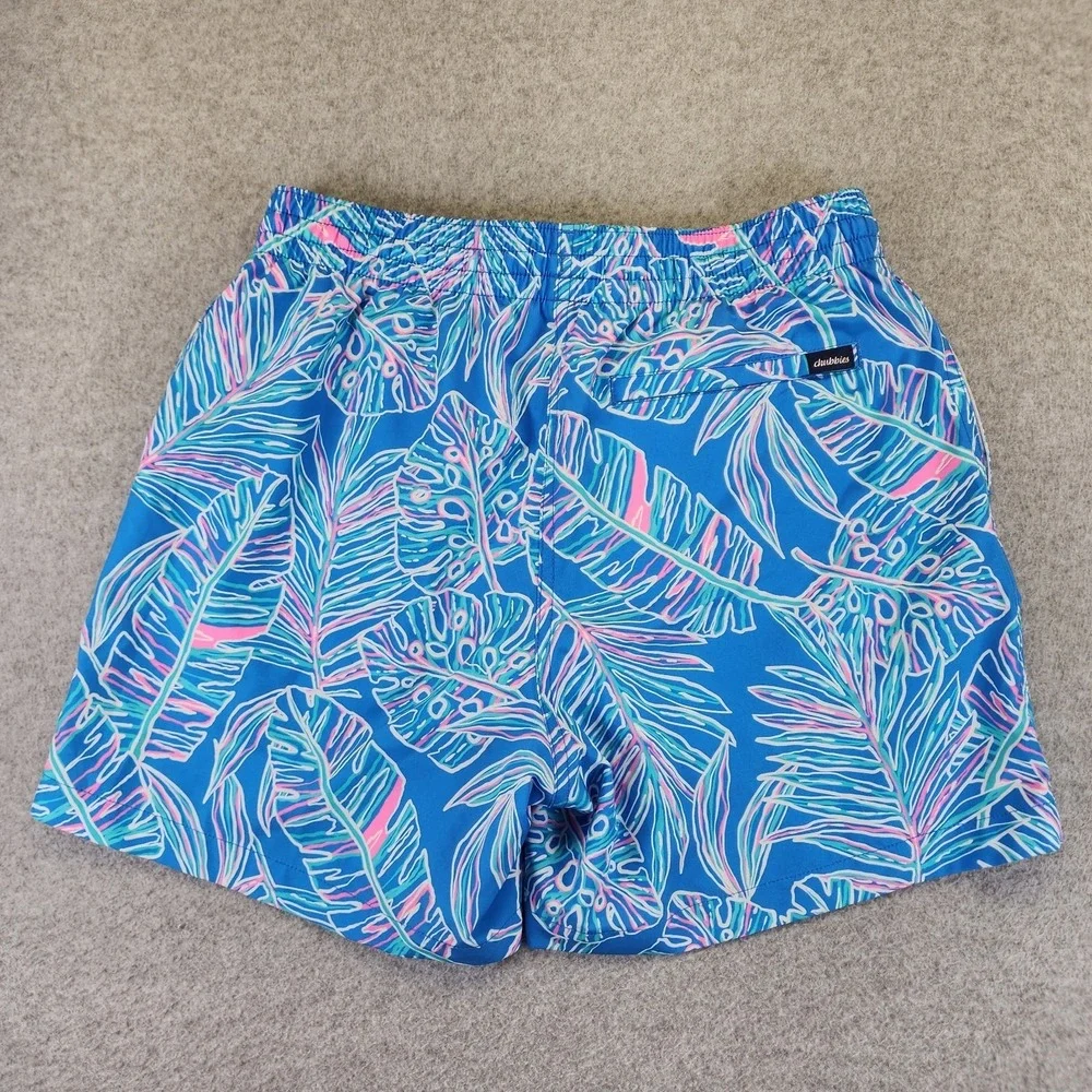 Chubbies Mens M Swim Trunks Tropical Leaves Beach Colorful 5.5